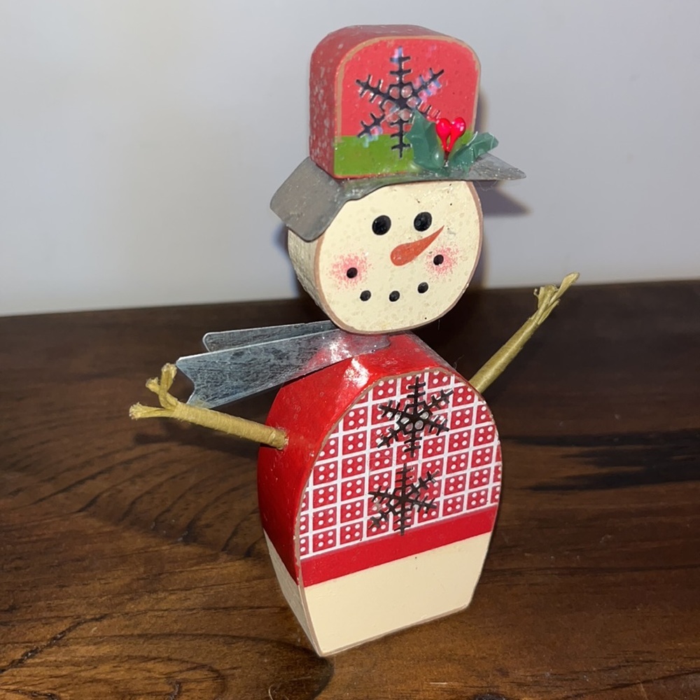 6” Wood Snowman Accent Piece Holiday Table Decor - Picture 4 of 6
